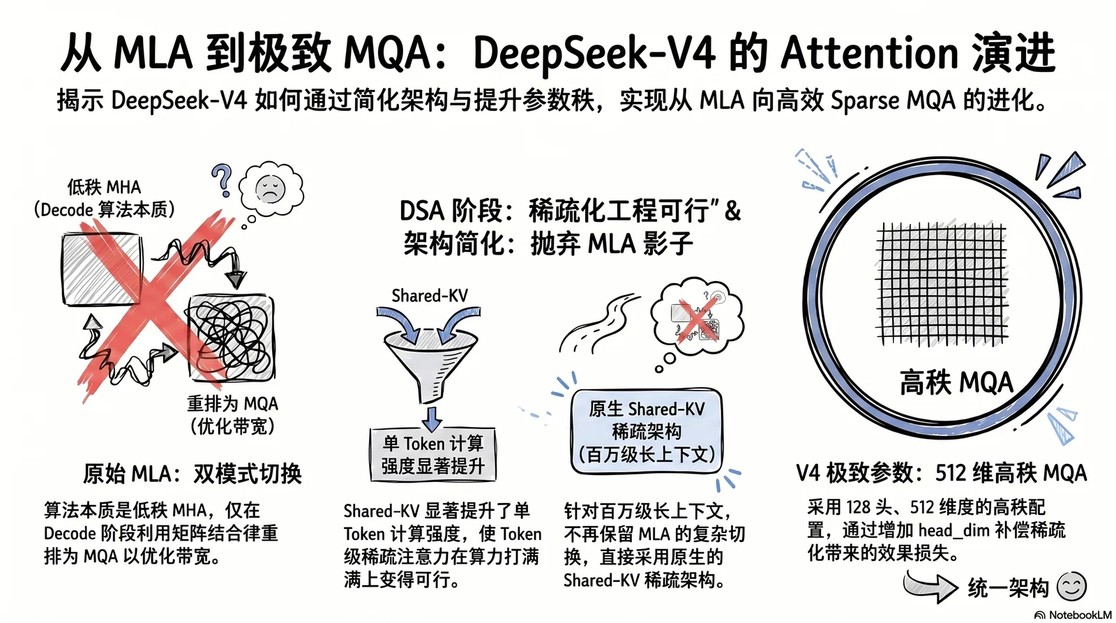 从 MLA 到 High-rank MQA：DeepSeek-V4 为什么选择了最“极致”的参数路径？